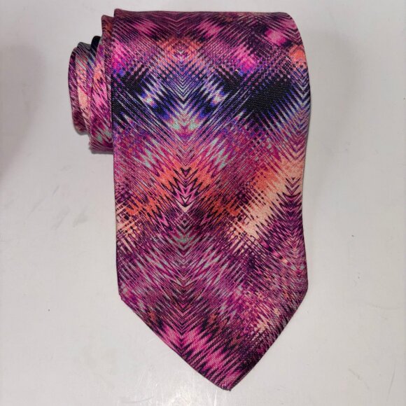 Missoni Cravatte Silk Men's Tie Set of 2 Bold Abstract Psychedelic Patterns - Picture 8 of 13